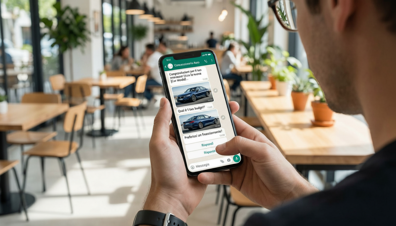 Utente che riceve informazioni auto su WhatsApp